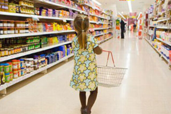 Child grocery shopping