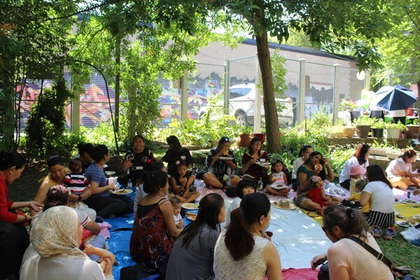 Participants in Canada Prenatal Nutrition Program, outdoors in Toronto