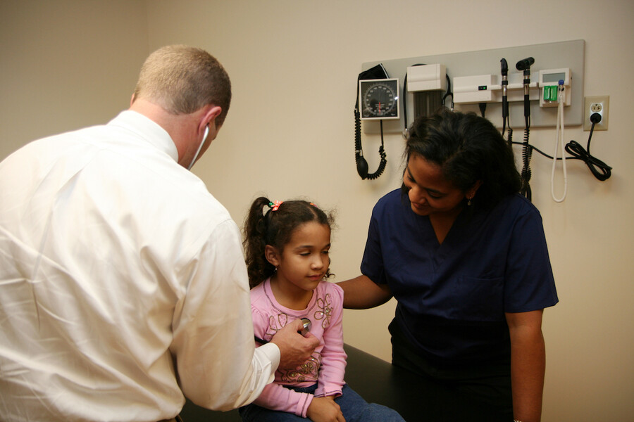 Child patient with medical team