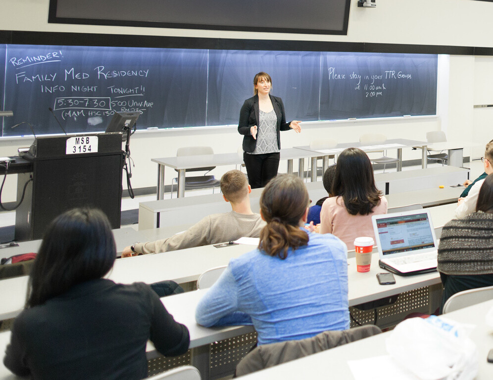 Medical students attend a lecture