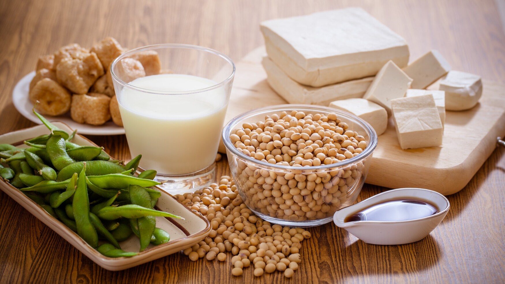 Soy food products; soy beans, tofu, soy milk, edamame