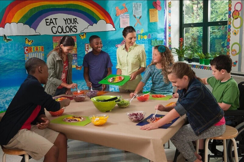 Kids at table with food